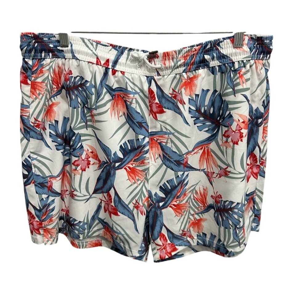 Brisira Mens Blue Red Floral Swim Shorts Sz 4XL